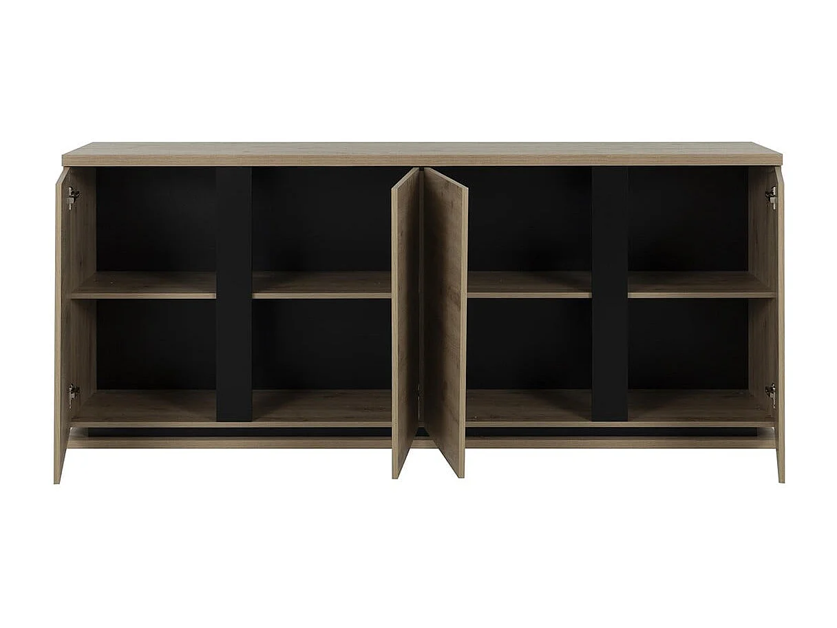 Buffet 4 portes 220cm effet bois chêne beige