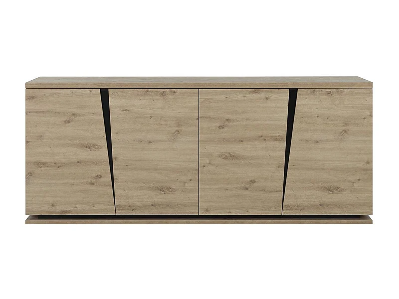 Buffet 4 portes 220cm effet bois chêne beige