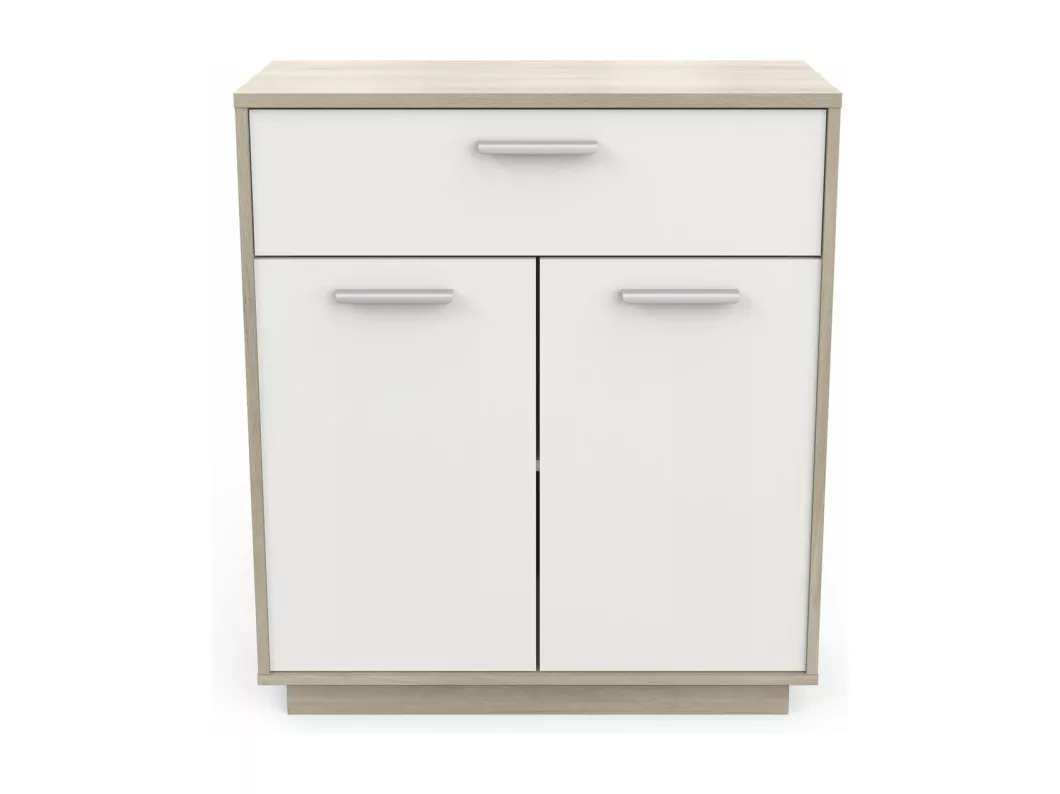 Kauf Unique Buffetschrank mit 2 Türen und 1 Schublade, Holz- und Weißdekoration, B78 cm - Léo