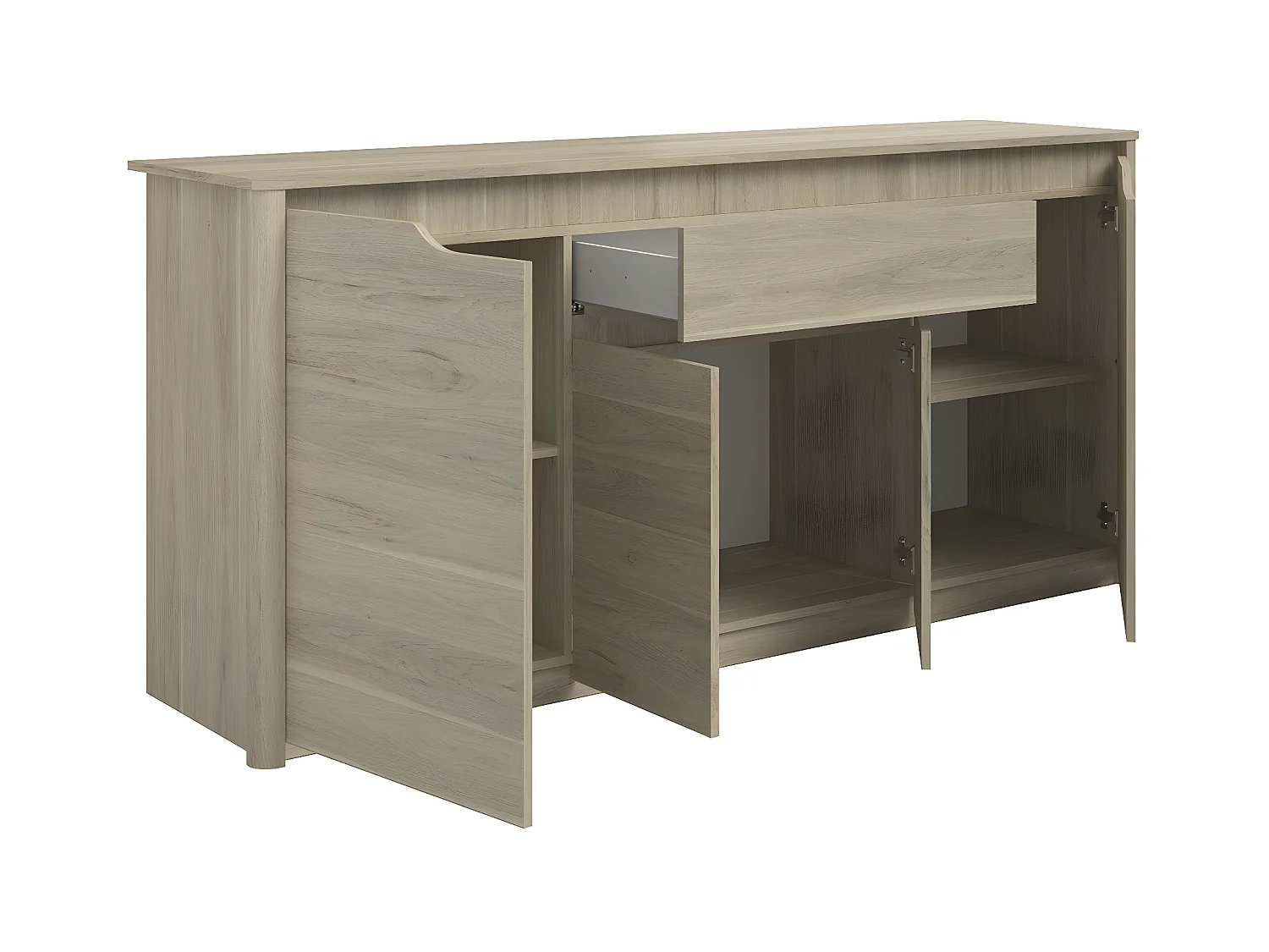 Buffet 4 Portes 1 Tiroir décor Chêne L185 cm - Wendy