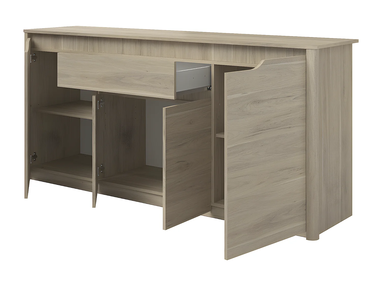 Buffet 4 Portes 1 Tiroir décor Chêne L185 cm - Wendy