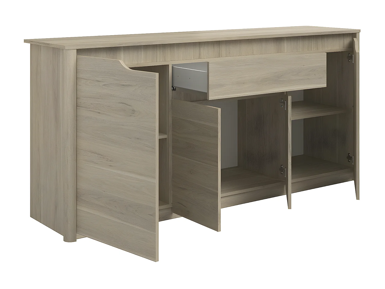 Buffet 4 Portes 1 Tiroir décor Chêne L185 cm - Wendy