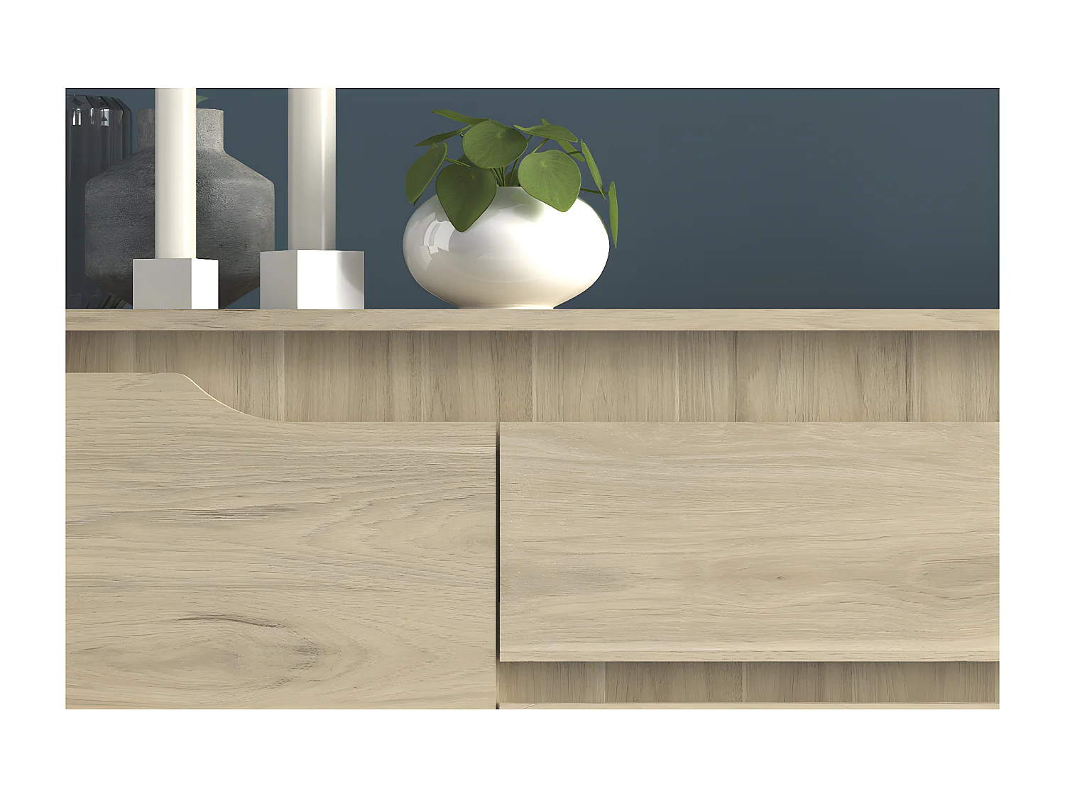 Buffet 4 Portes 1 Tiroir décor Chêne L185 cm - Wendy