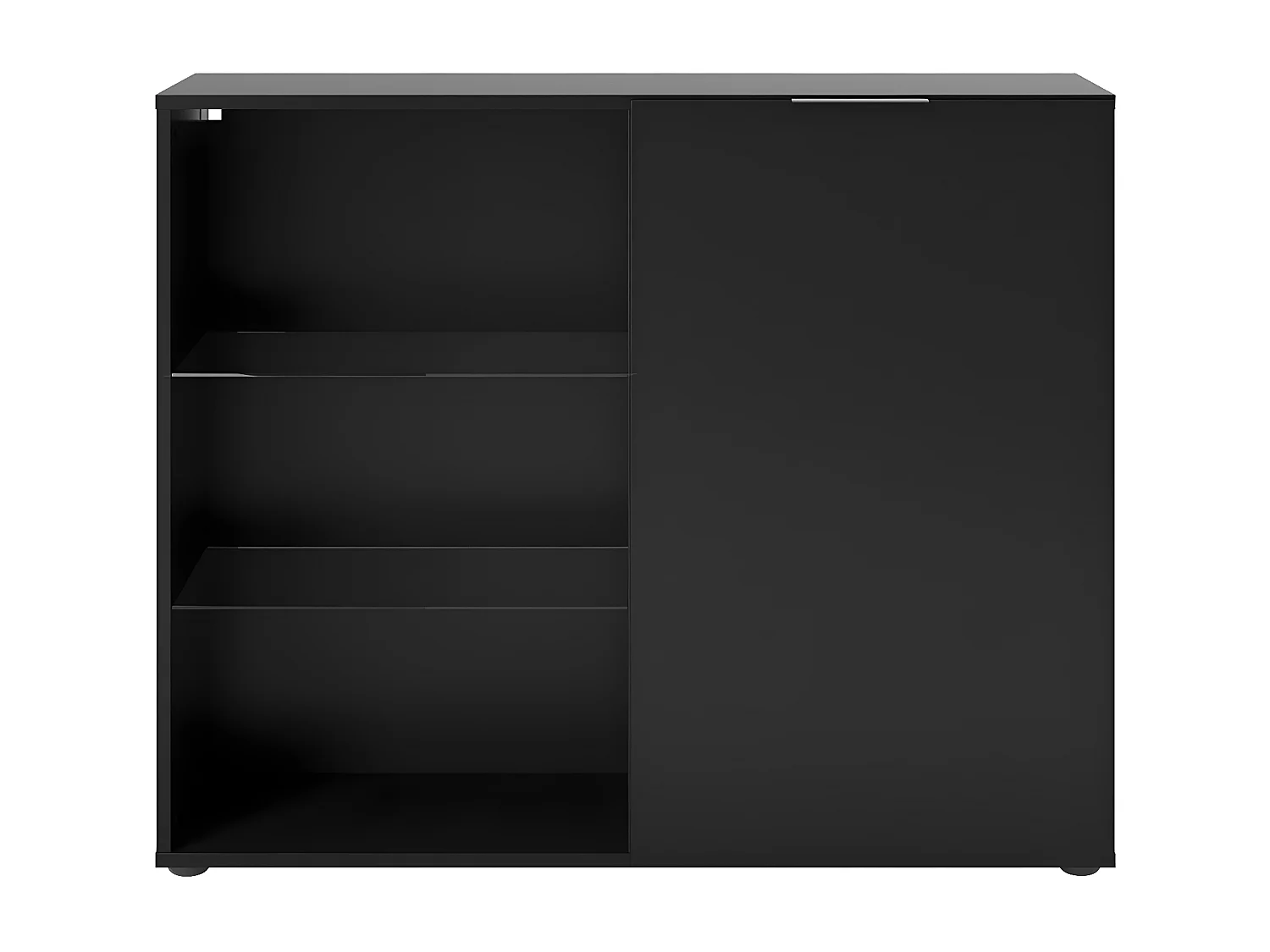 Dressoir met 1 deur en open schappen zwart