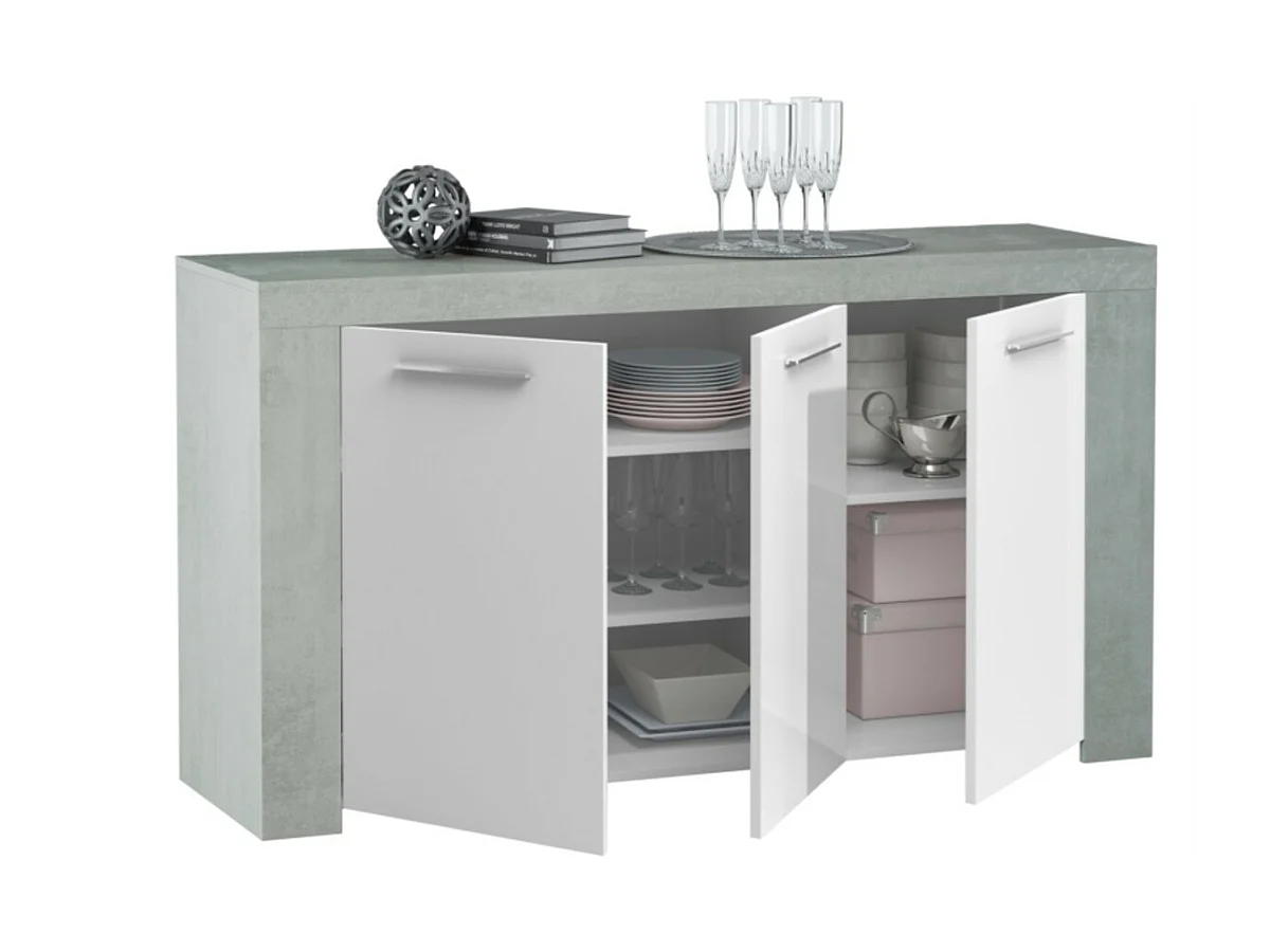 Aparador Urban 3 puertas blanco/cemento 80x144x42 cm