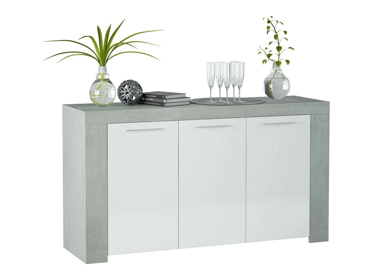 Aparador Urban 3 puertas blanco/cemento 80x144x42 cm