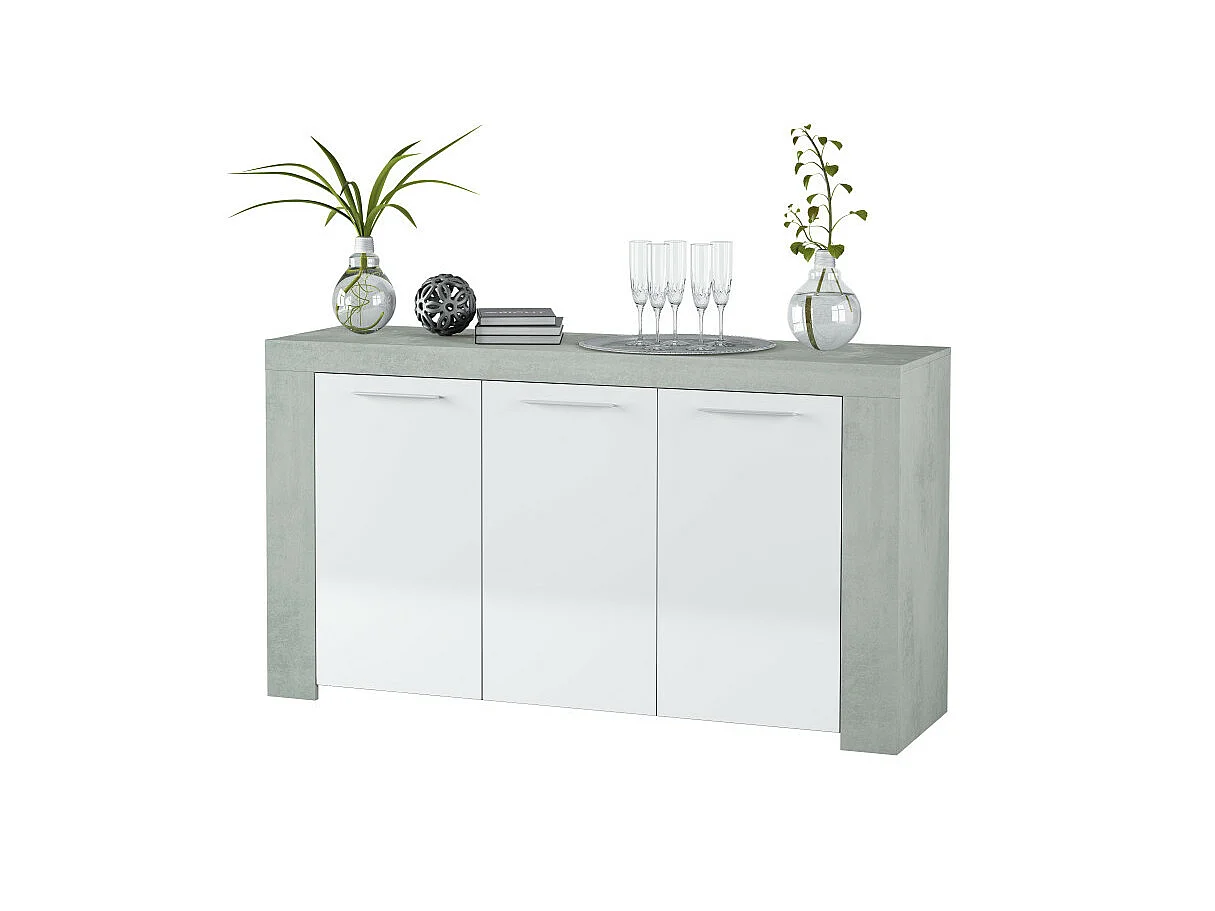 Aparador Urban 3 puertas blanco/cemento 80x144x42 cm