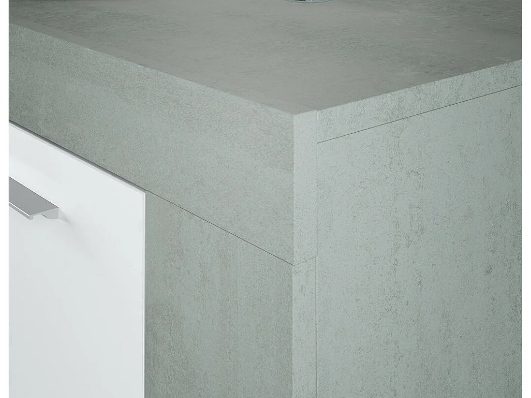 Buffet WENDY 3 portes L144cm - Blanc et béton