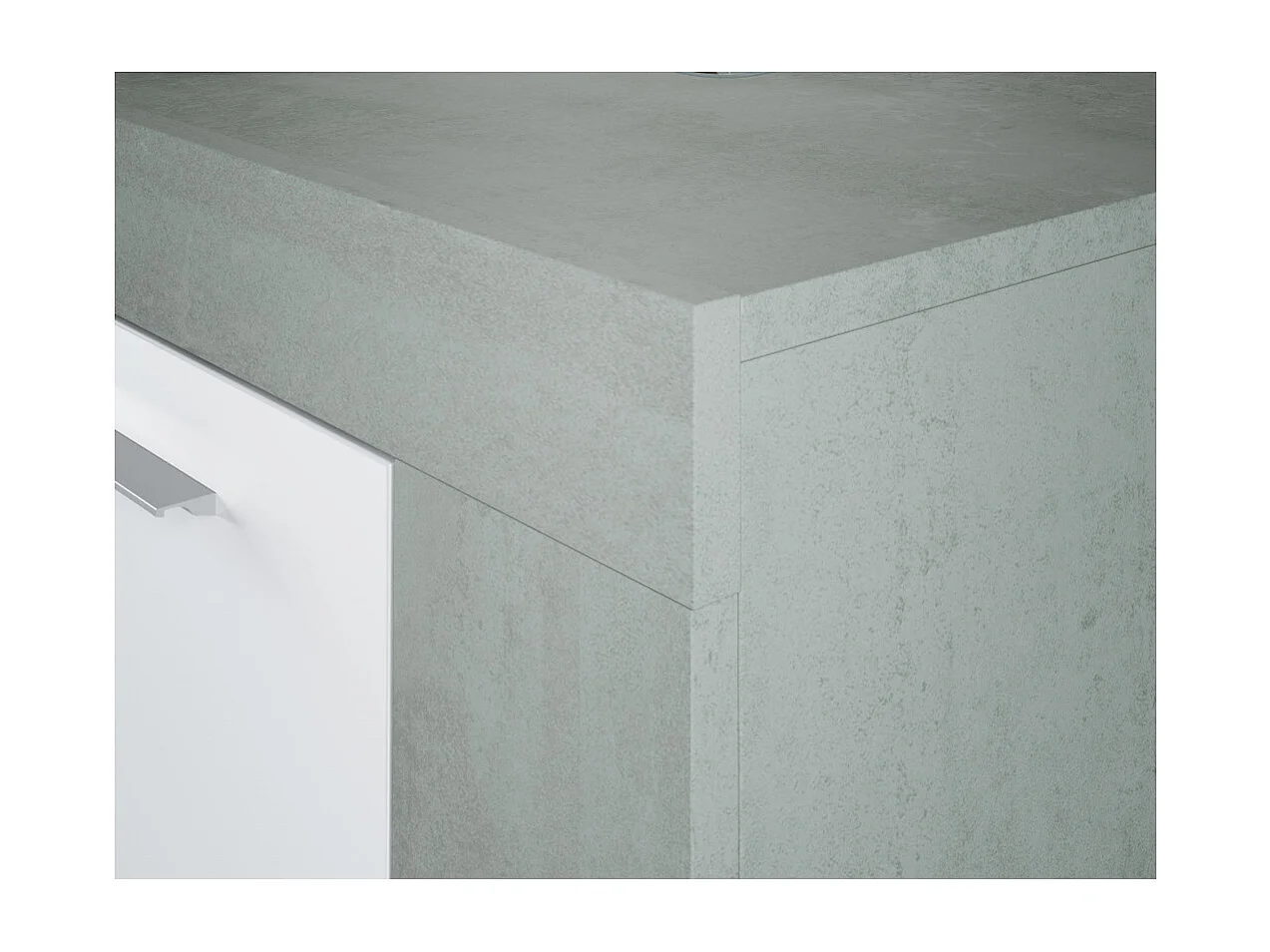 Buffet WENDY 3 portes L144cm - Blanc et béton