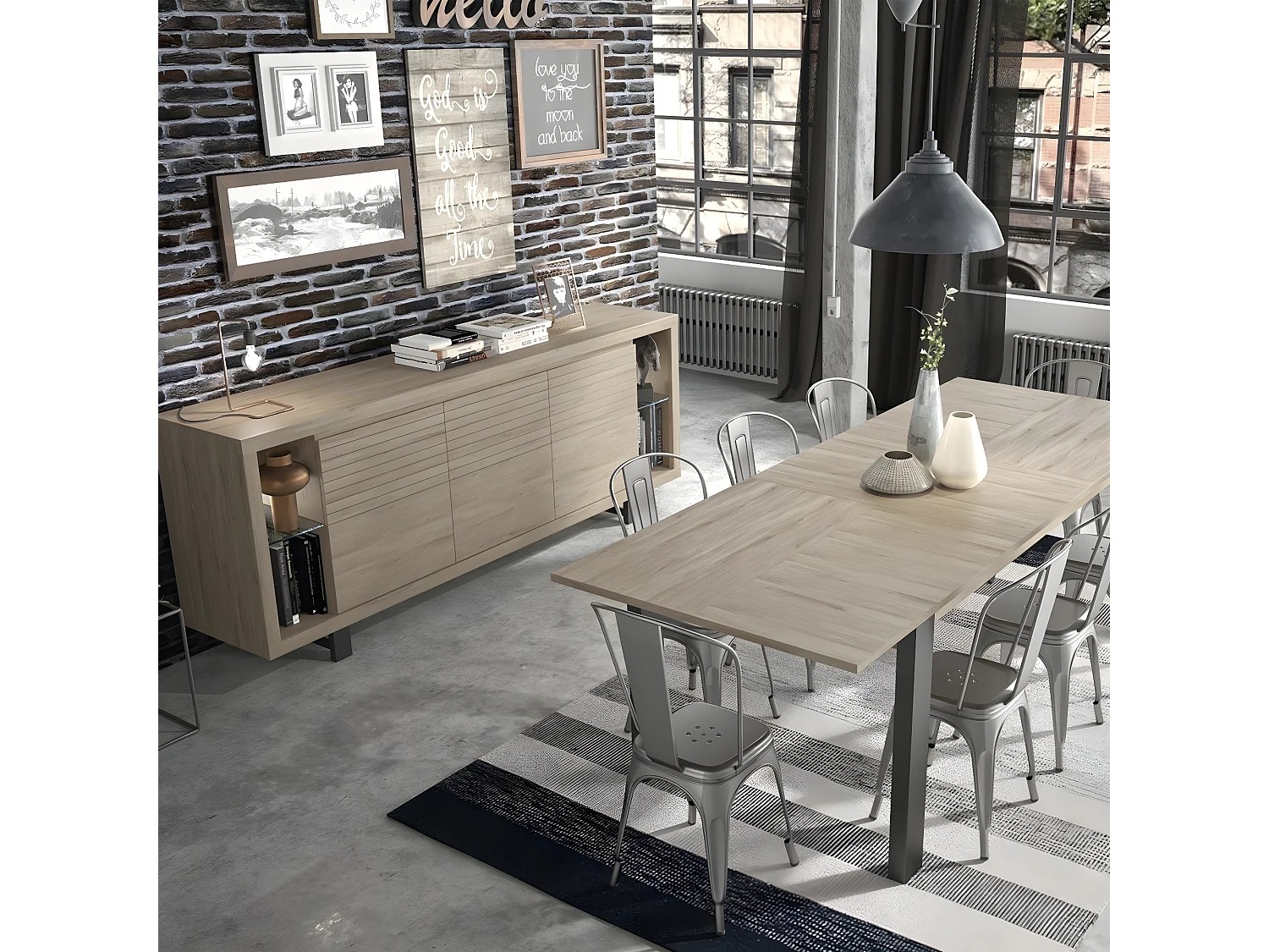 Sideboard 3 Türen Eiche - Französische Herstellung