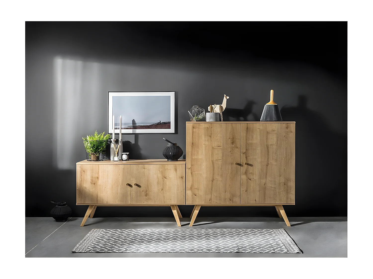 Niedriges Sideboard mit 2 Türen L120 cm - NATURE
