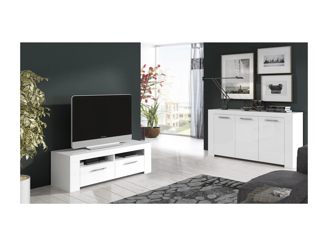 Buffet 3 Türen Urban - Weiß Artik 144 cm