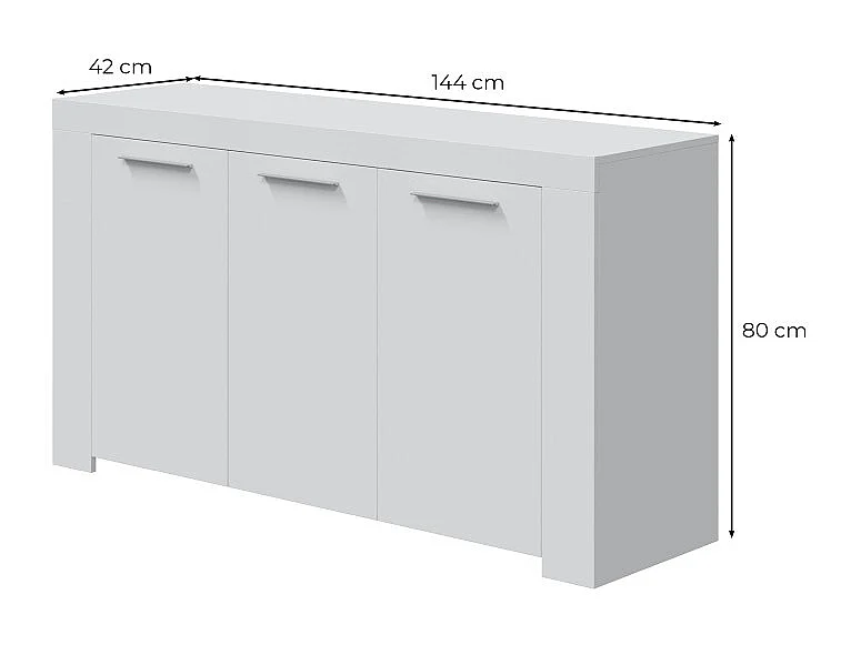 Buffet 3 Türen Urban - Weiß Artik 144 cm