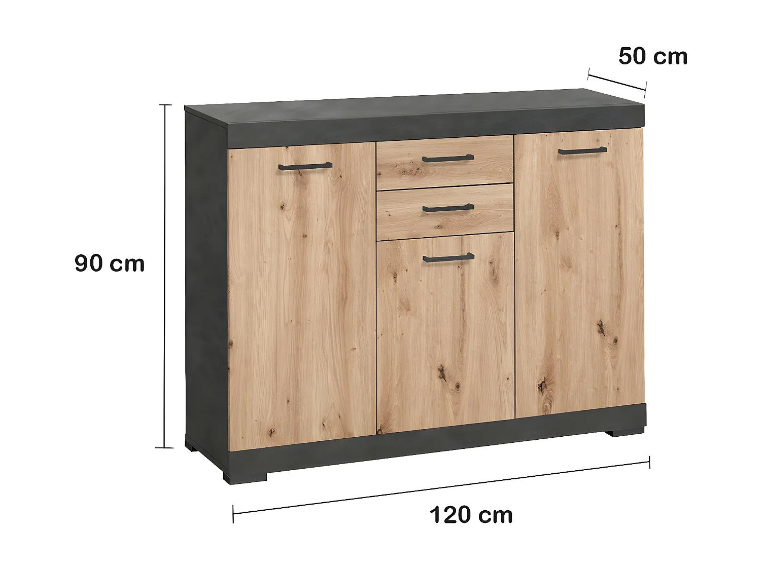 Buffet avec 3 Portes et 2 Tiroirs L120cm - Bristol