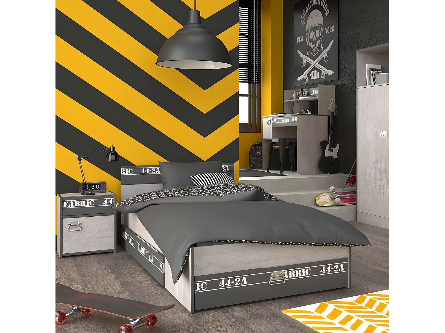 Bett mit Stauraumschublade 90x200 cm - Fabric