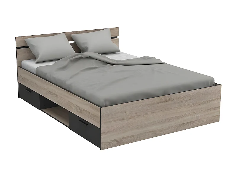 Bed met 2 laden 1 nis - 140x190 cm - Michigan