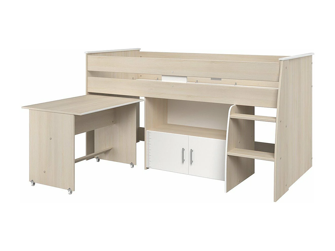Lit Mezzanine Combiné avec Bureau, Couchage 90x200 cm - Charly
