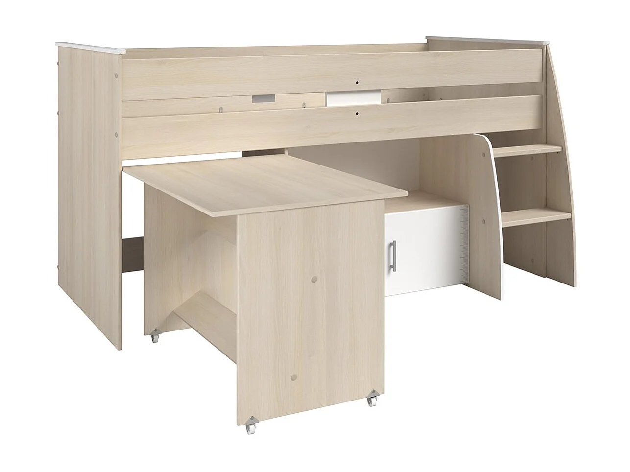 Lit Mezzanine Combiné avec Bureau, Couchage 90x200 cm - Charly