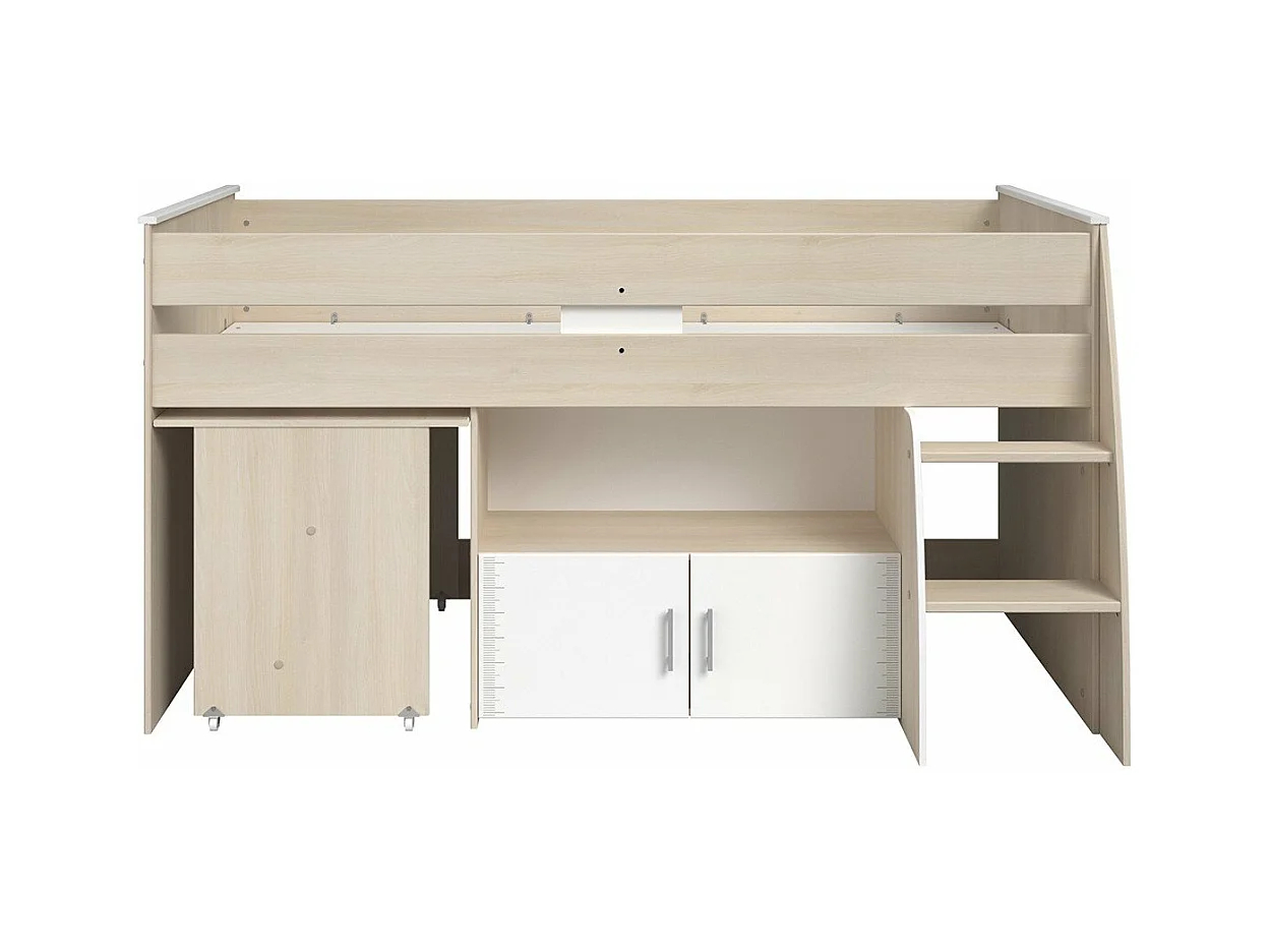 Lit Mezzanine Combiné avec Bureau, Couchage 90x200 cm - Charly