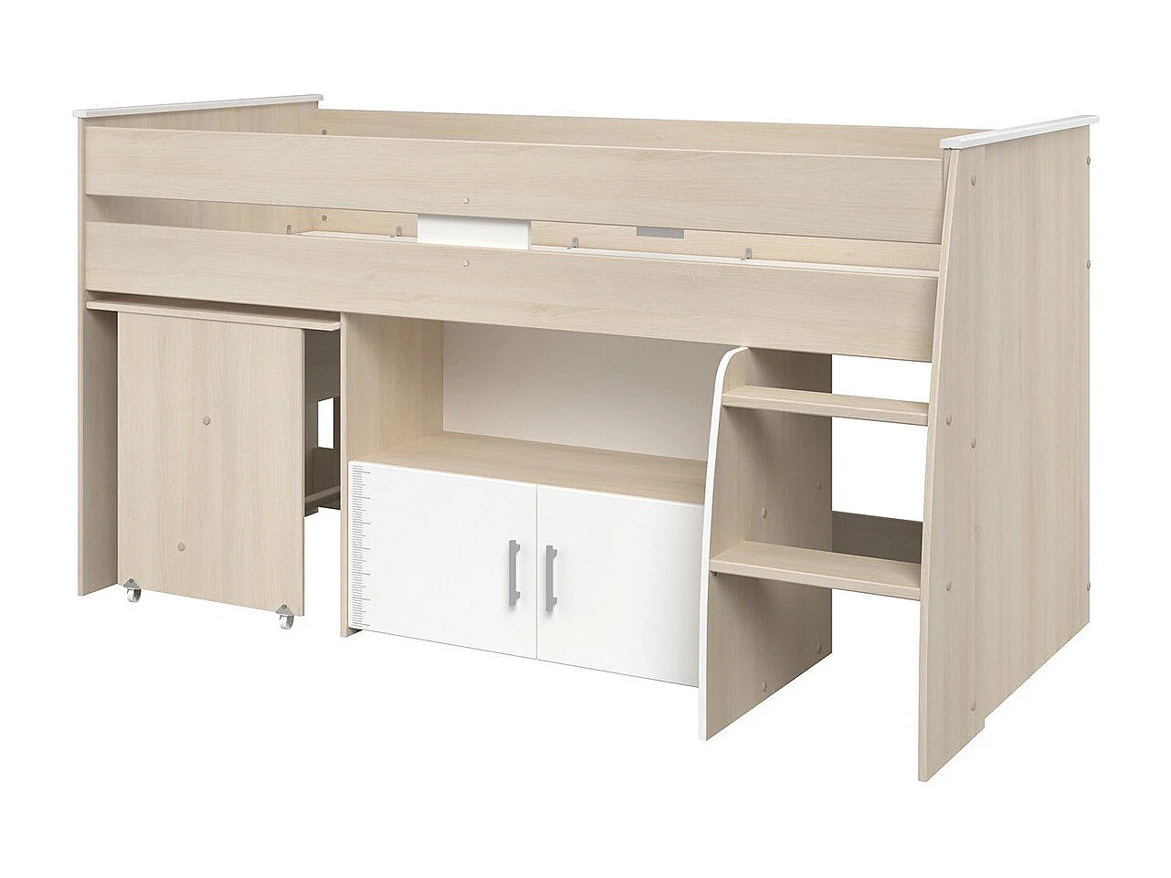Lit Mezzanine Combiné avec Bureau, Couchage 90x200 cm - Charly