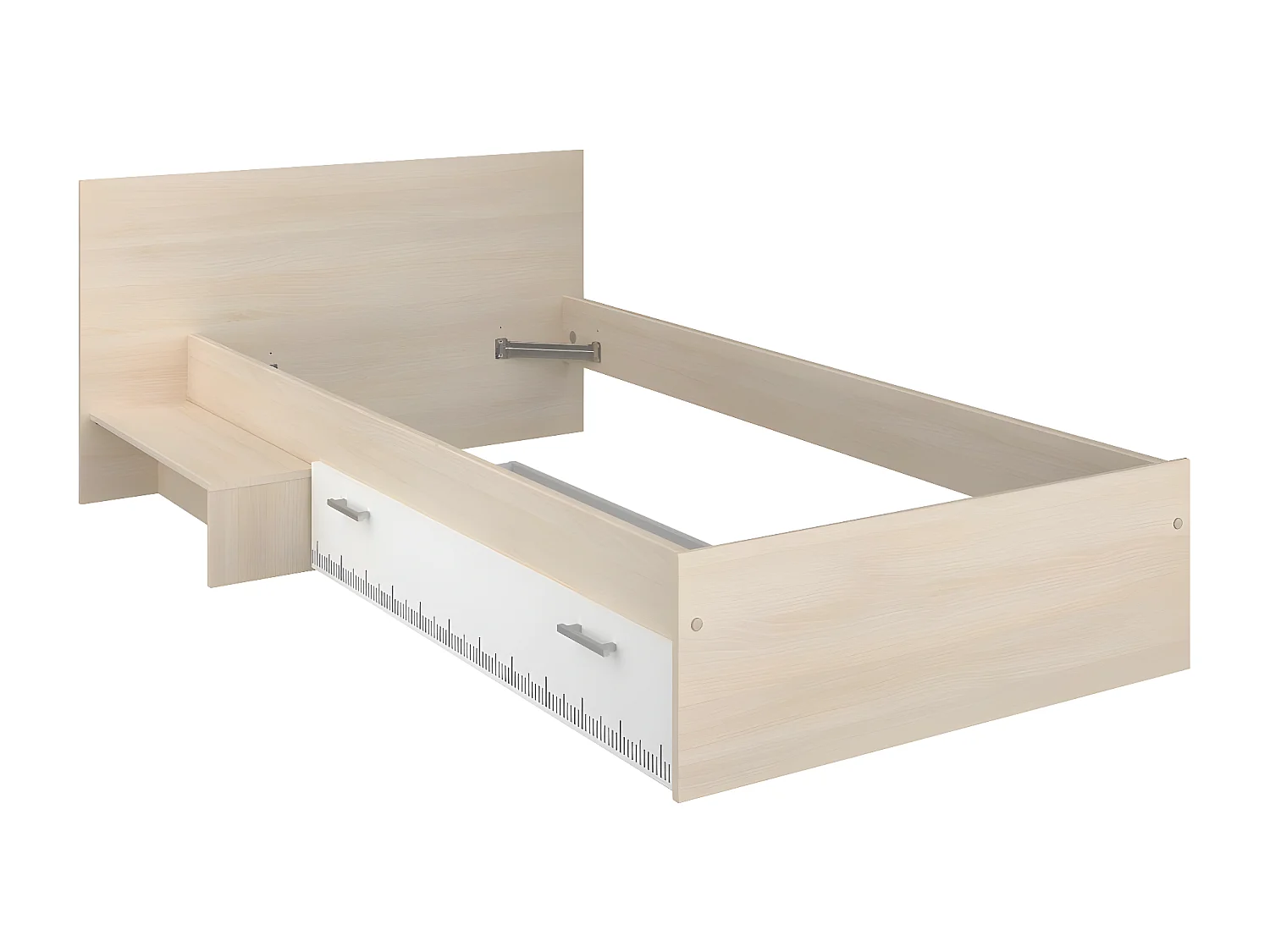 Lit avec rangements marche et tiroir Charly couchage 90x190