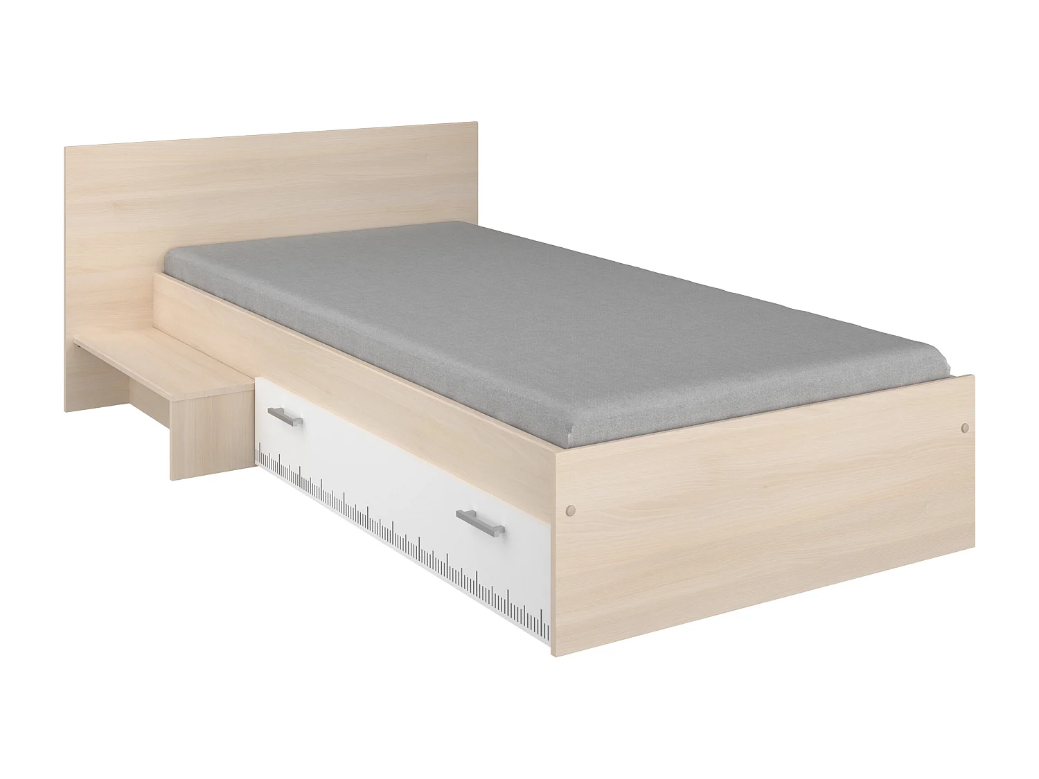 Lit avec rangements marche et tiroir Charly couchage 90x190