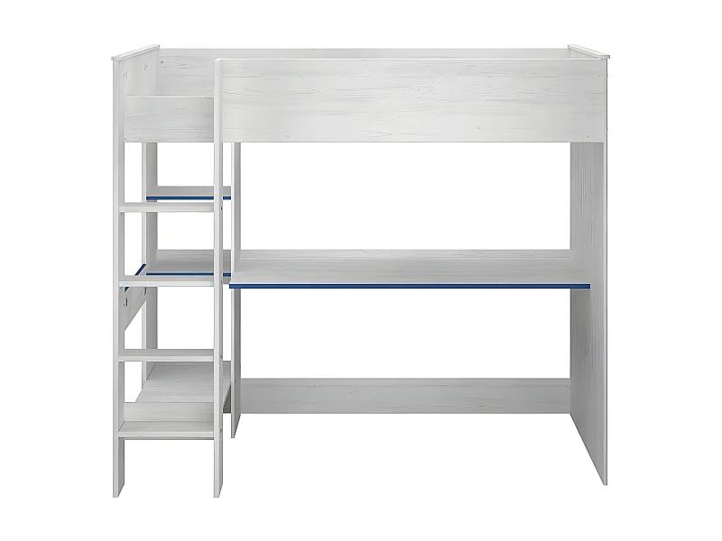 Mezzaninbett mit Schreibtisch in weißer Holzoptik - 90x200 - Snoozy
