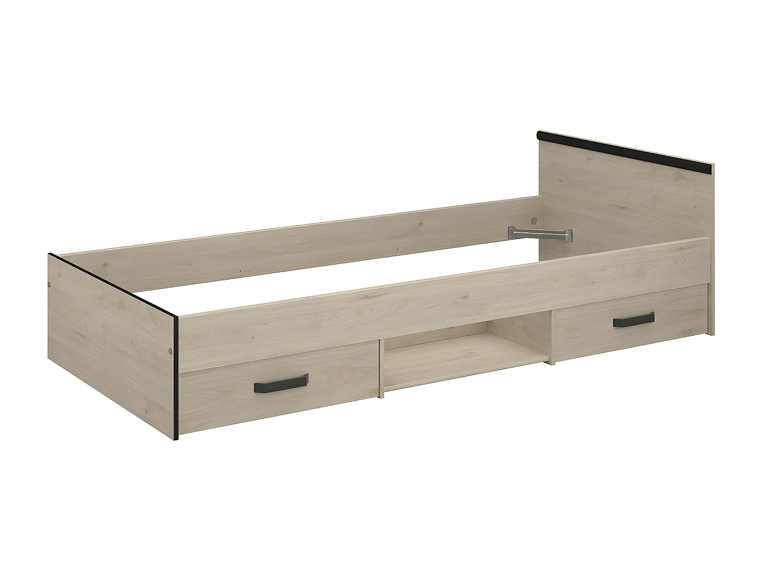 Lit avec 2 tiroirs de rangement couchage 90x200 - Nashville