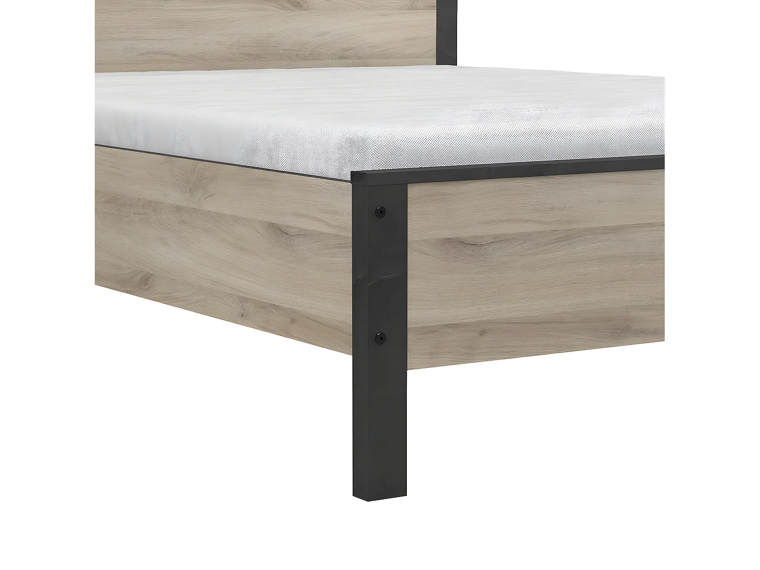 Lit Adulte 2 Places décor Chêne et Noir - 140x190 cm - Colorado