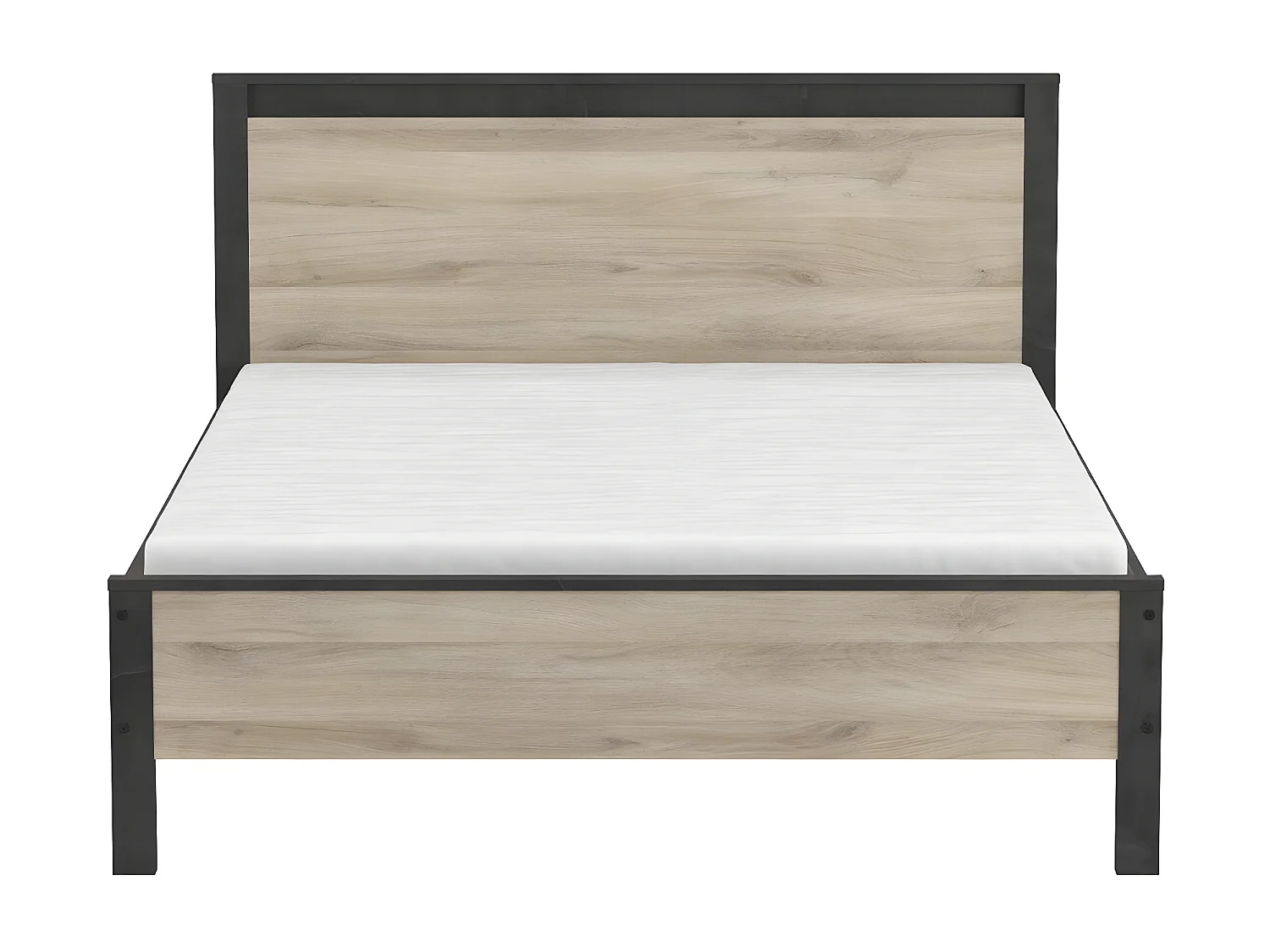 Lit Adulte 2 Places décor Chêne et Noir - 140x190 cm - Colorado