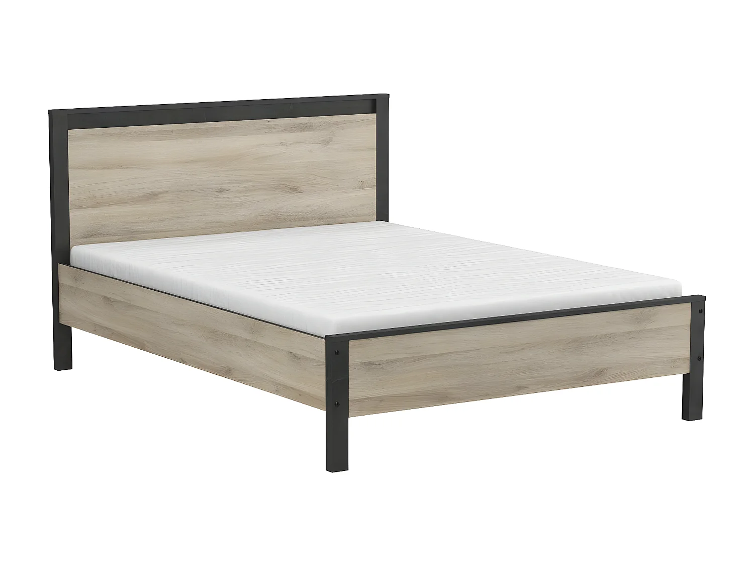 Lit Adulte 2 Places décor Chêne et Noir - 140x190 cm - Colorado