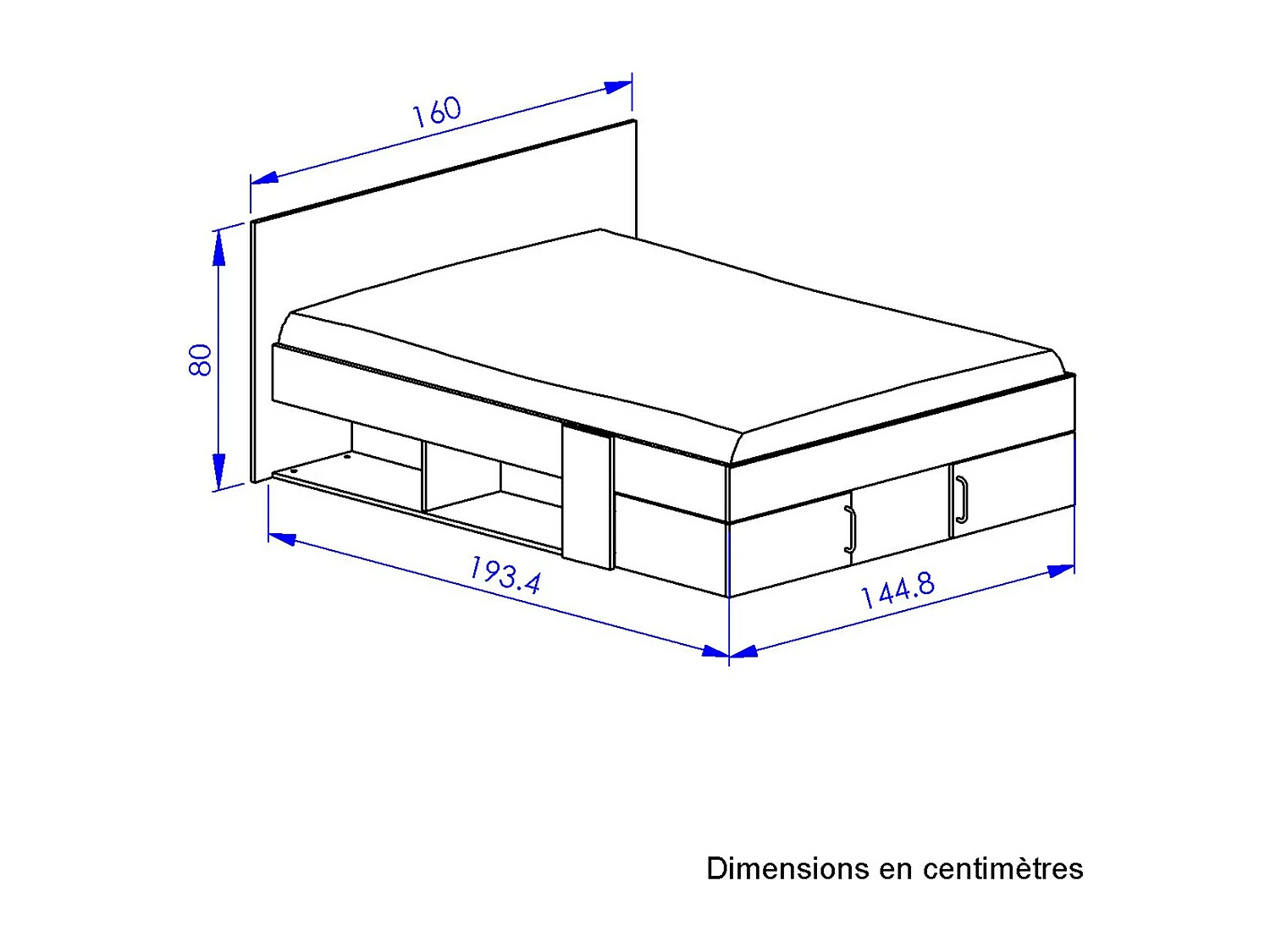 Bett mit Stauraum 140x190cm - Drehbar