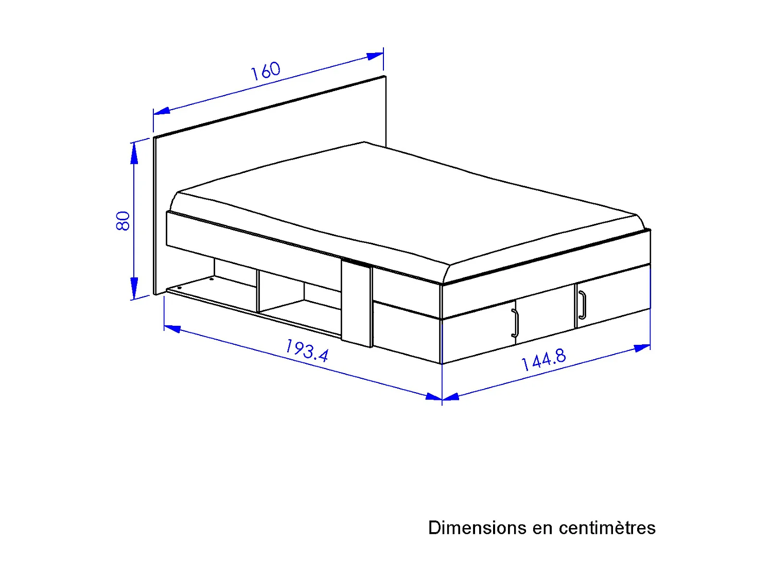 Bett mit Stauraum 140x190cm - Drehbar