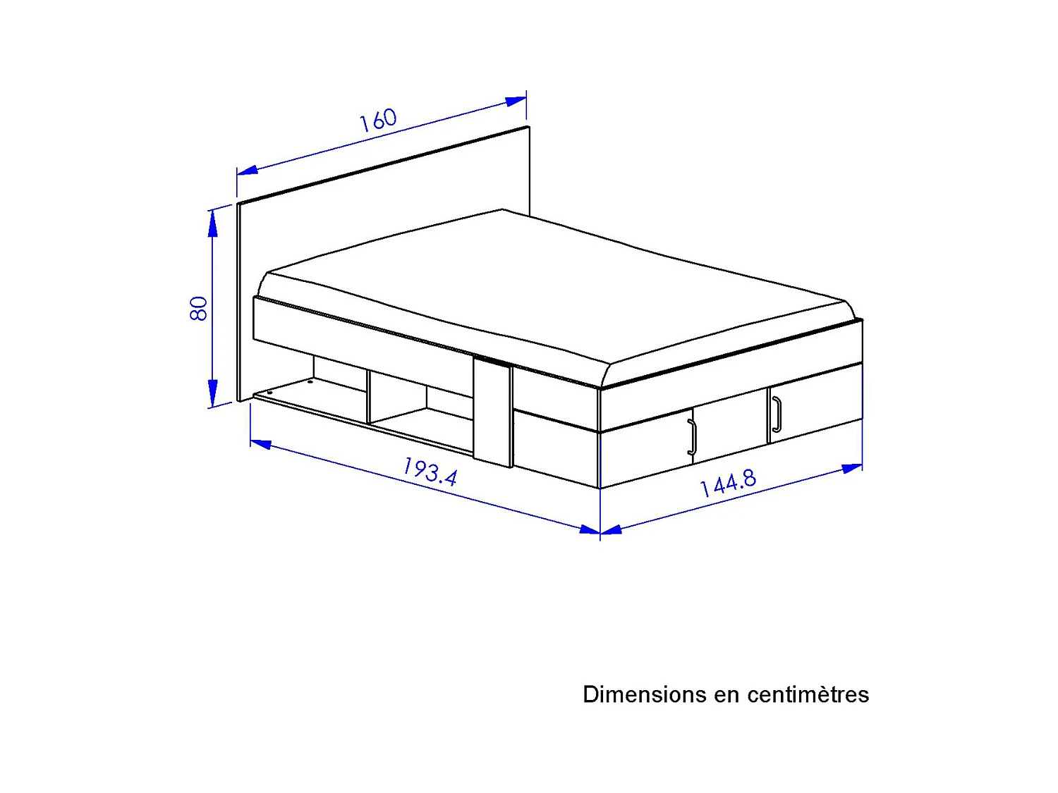 Cama con almacenaje 140 x 190 cm