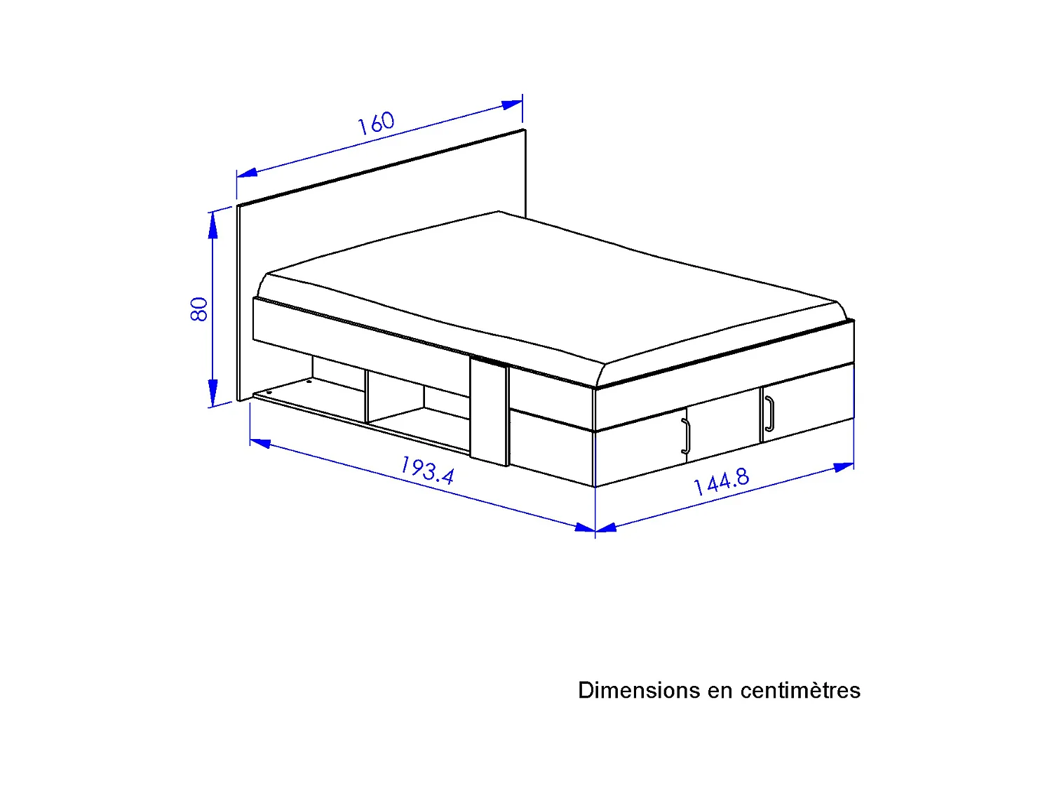 Cama con almacenaje 140 x 190 cm