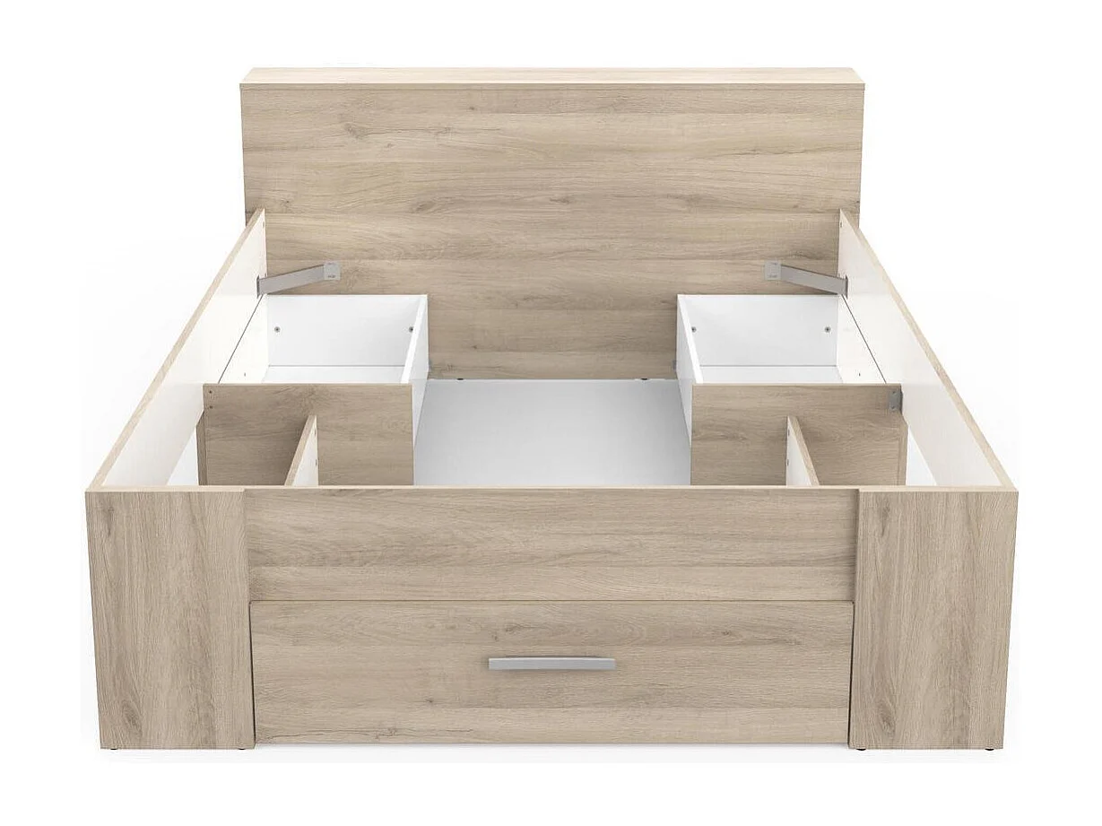Lit 2 Places avec 3 Tiroirs et Niches - 140 x 190 cm - Pocket