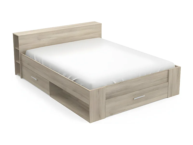 Doppelbett mit 3 Schubladen und 8 Nischen - 160x200 cm - Pocket