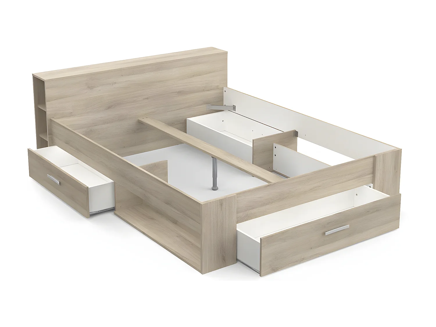 Doppelbett mit 3 Schubladen und 8 Nischen - 160x200 cm - Pocket