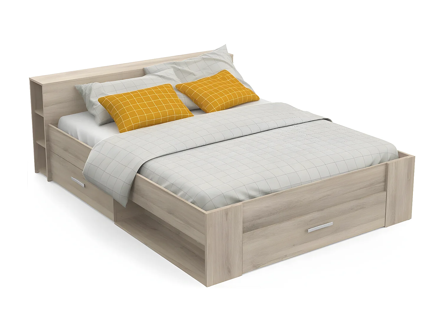 Doppelbett mit 3 Schubladen und 8 Nischen - 160x200 cm - Pocket