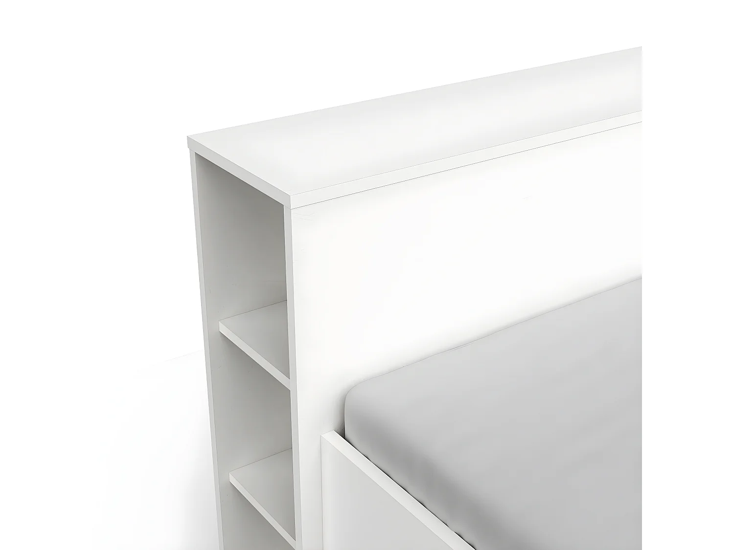 Weißes Doppelbett mit 3 Schubladen und Nischen 140x190 cm - Pocket