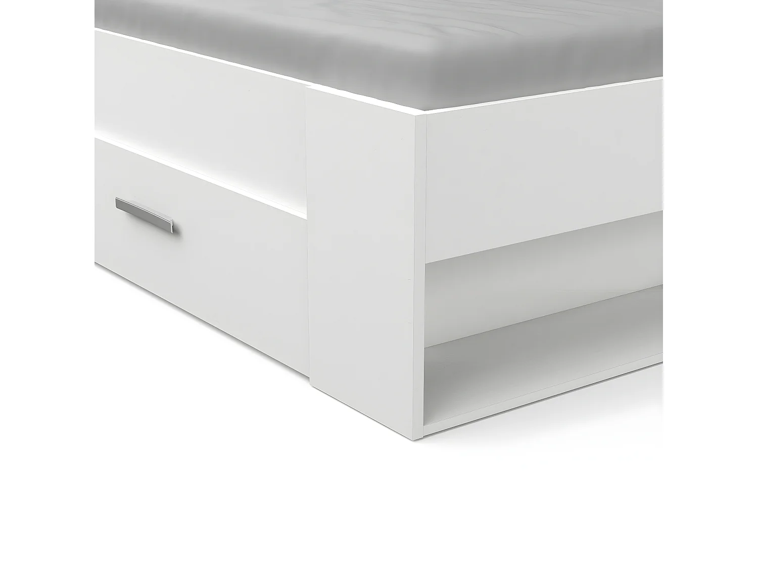 Weißes Doppelbett mit 3 Schubladen und Nischen 140x190 cm - Pocket
