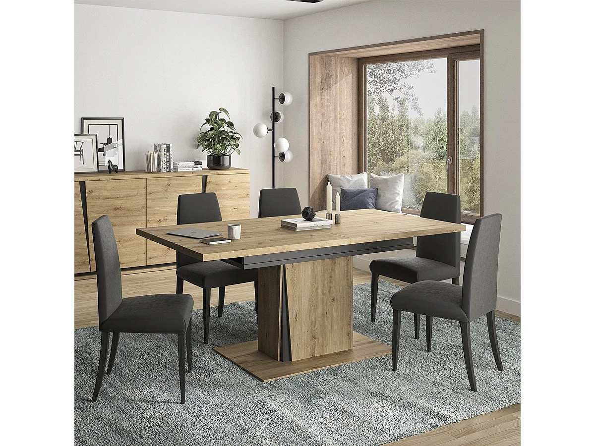 Table rectangulaire extensible effet bois chêne  180225cm