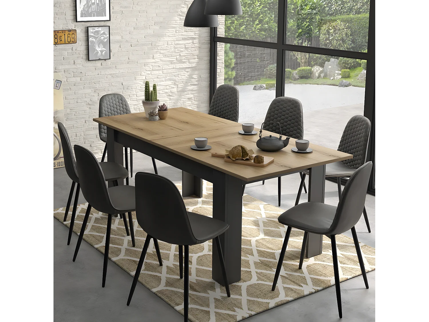Mesa de comedor rectangular extensible Manchester - Fabricación francesa