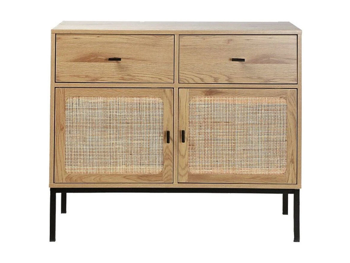 Buffet 2 Portes 2 Tiroirs avec Cannage Rotin L90cm - JAYA
