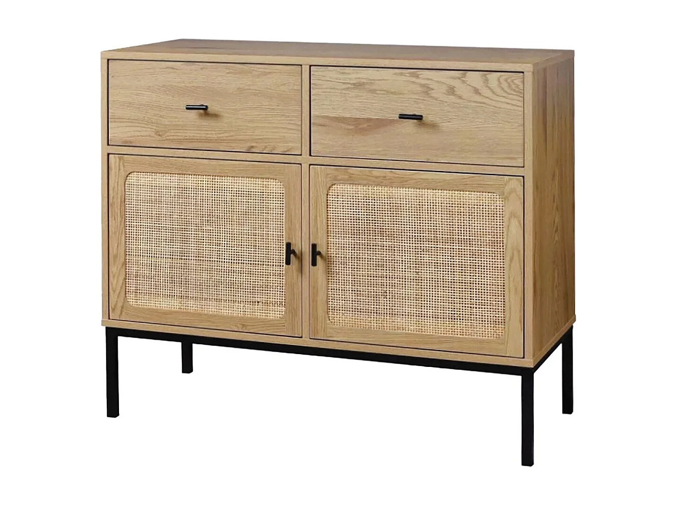Buffet 2 Portes 2 Tiroirs avec Cannage Rotin L90cm - JAYA