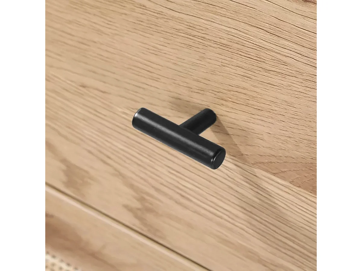 Kredens 2-drzwiowy z 2 szufladami i wiklinowym stelażem L90cm - JAYA