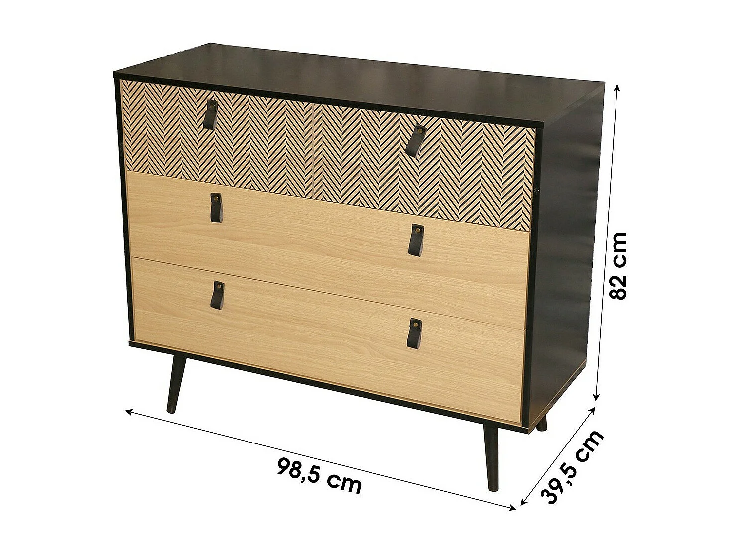 Commode 3 tiroirs motif chevron Chelsea