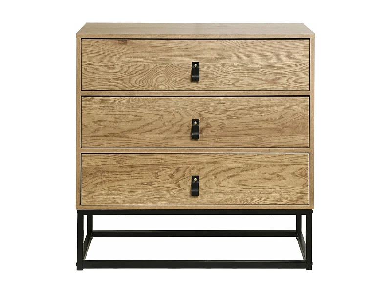 Kommode in Eiche-Dekor mit 3 Schubladen und Metallgestell