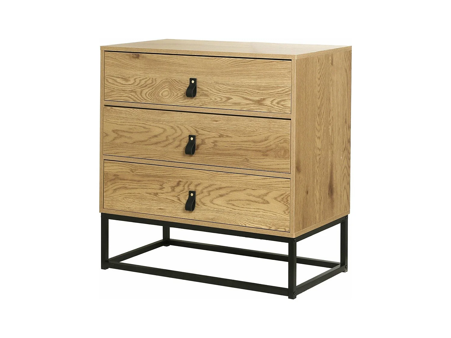 Ladekast met 3 laden - Eiken decor zwart metalen structuur