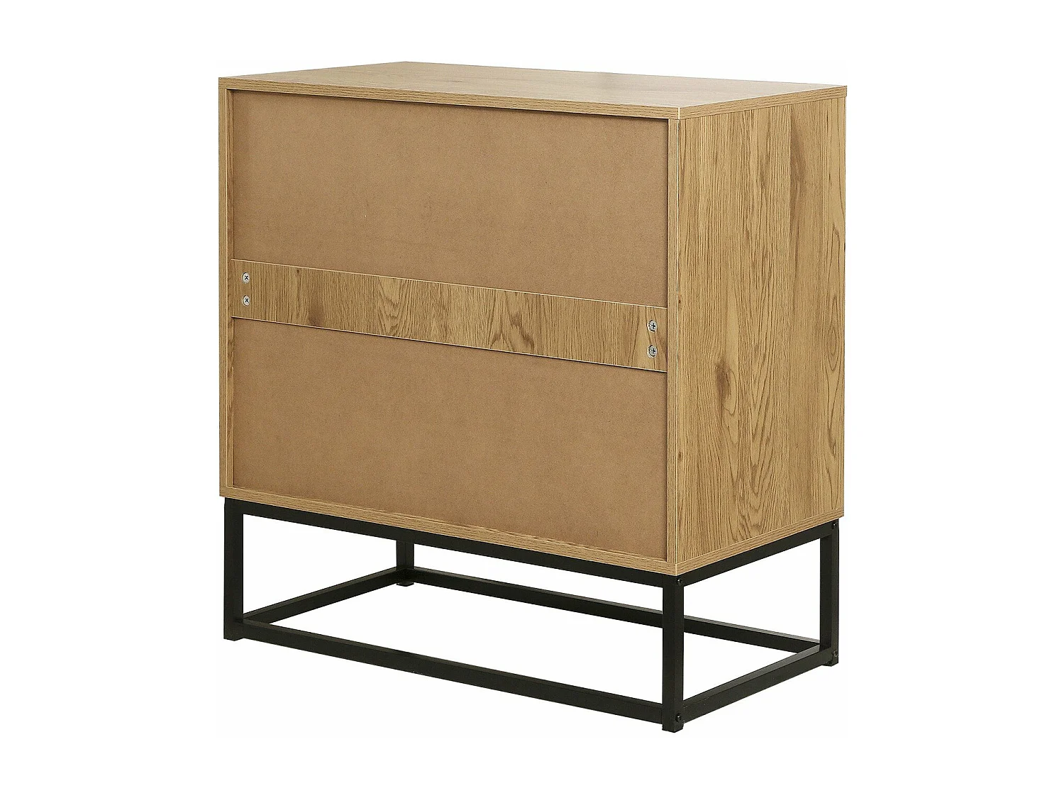 Commode Décor Chêne 3 Tiroirs Piétement Métal - JILL